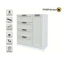 Тумба Тренд КТ-Т90 (Белый платинум ЛДСП/ Грэй ЛМДФ) Ш900 В1020 Г451